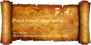Pavlicsek Amaranta névjegykártya